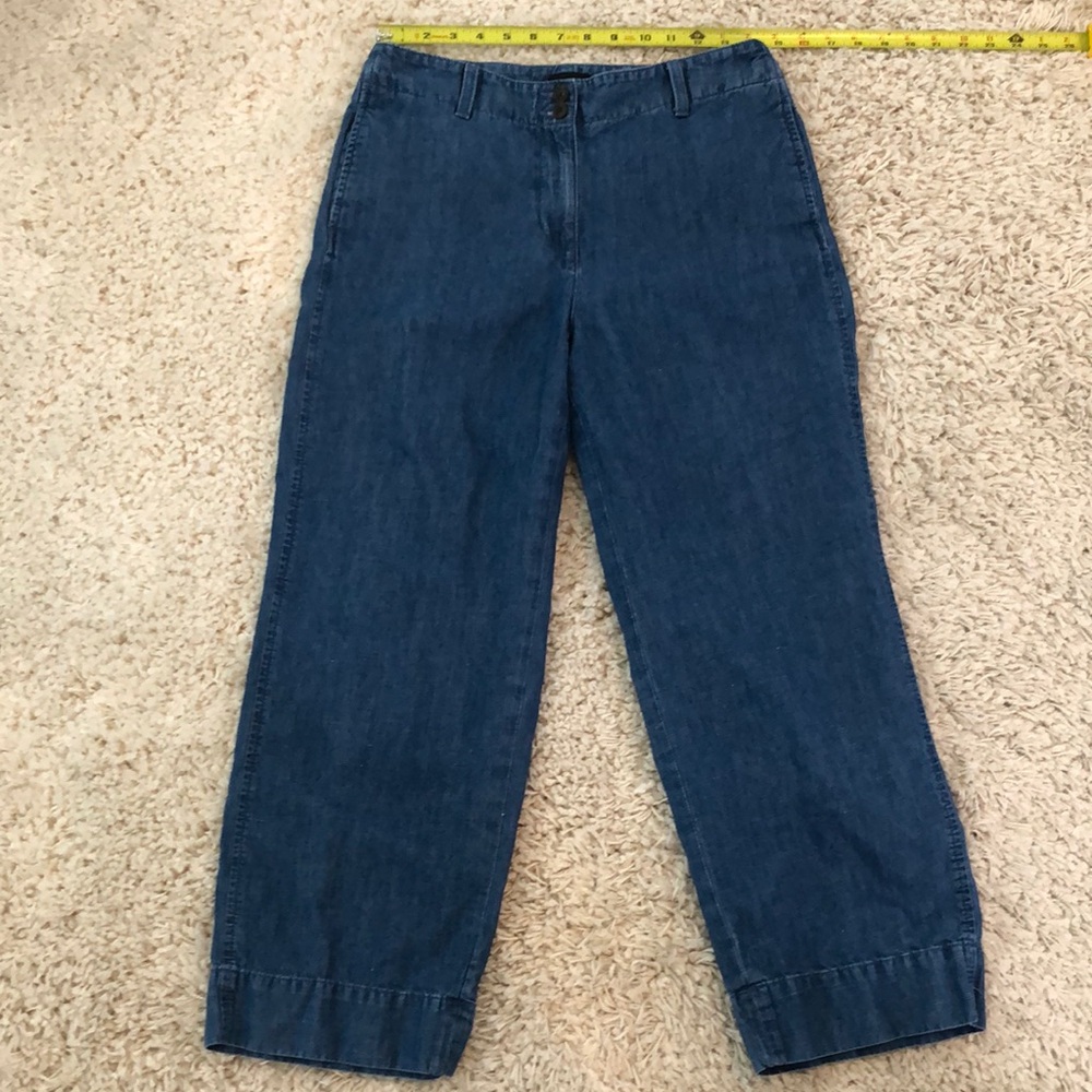 Talbot's Women's Casual Blue Denim Pants, Wide Leg, Size 8P